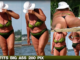 Bbw babička na pláži (veľké zadok tučné prsia)