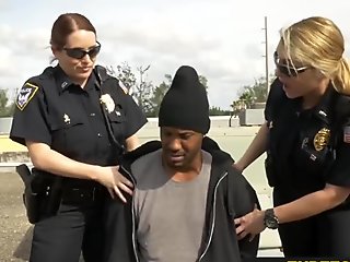 Interracial threesome involves horny cops with a massive black cock that can t stop riding it.