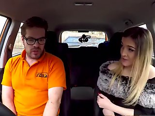 Horny British slut riding cock to pass her driving test